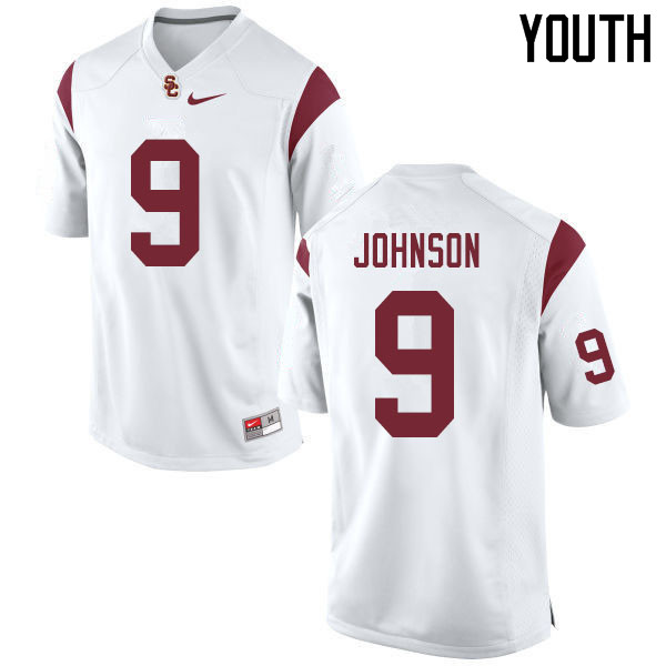Youth #9 Greg Johnson USC Trojans College Football Jerseys Sale-White